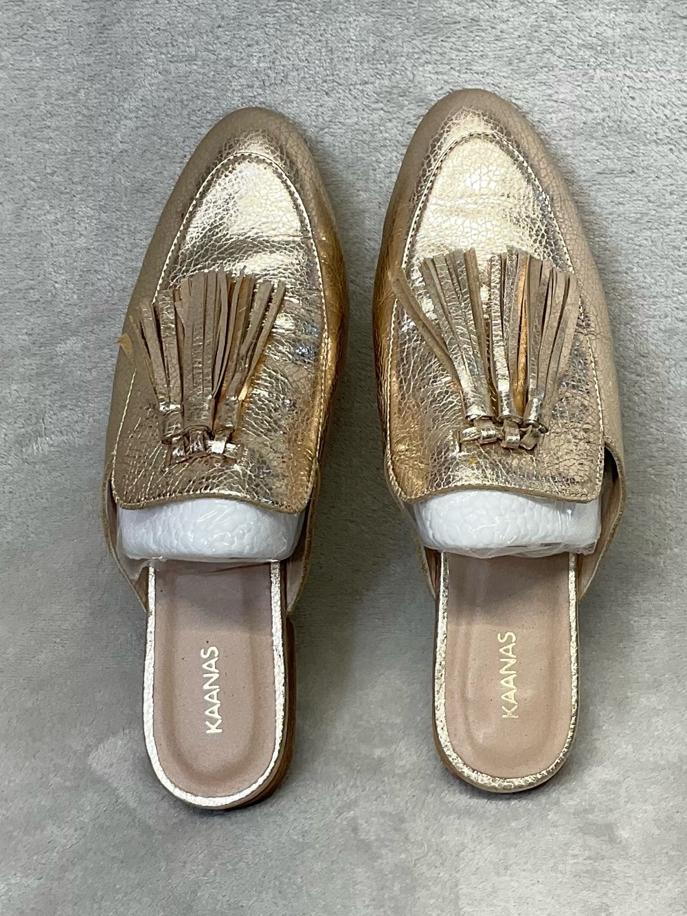 Kaanas Metallic Gold Tassel Mules Womens Sz 9 - Picture 4 of 7